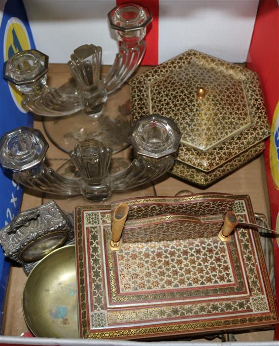 Box of Damascus ware etc